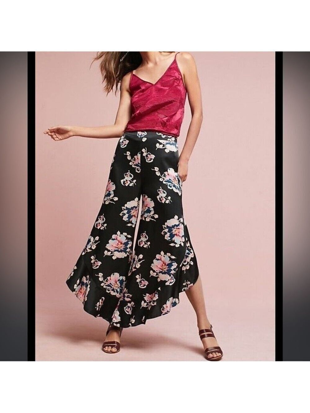 Anthropologie Elevenses Tansy Ruffled Pants Size 4